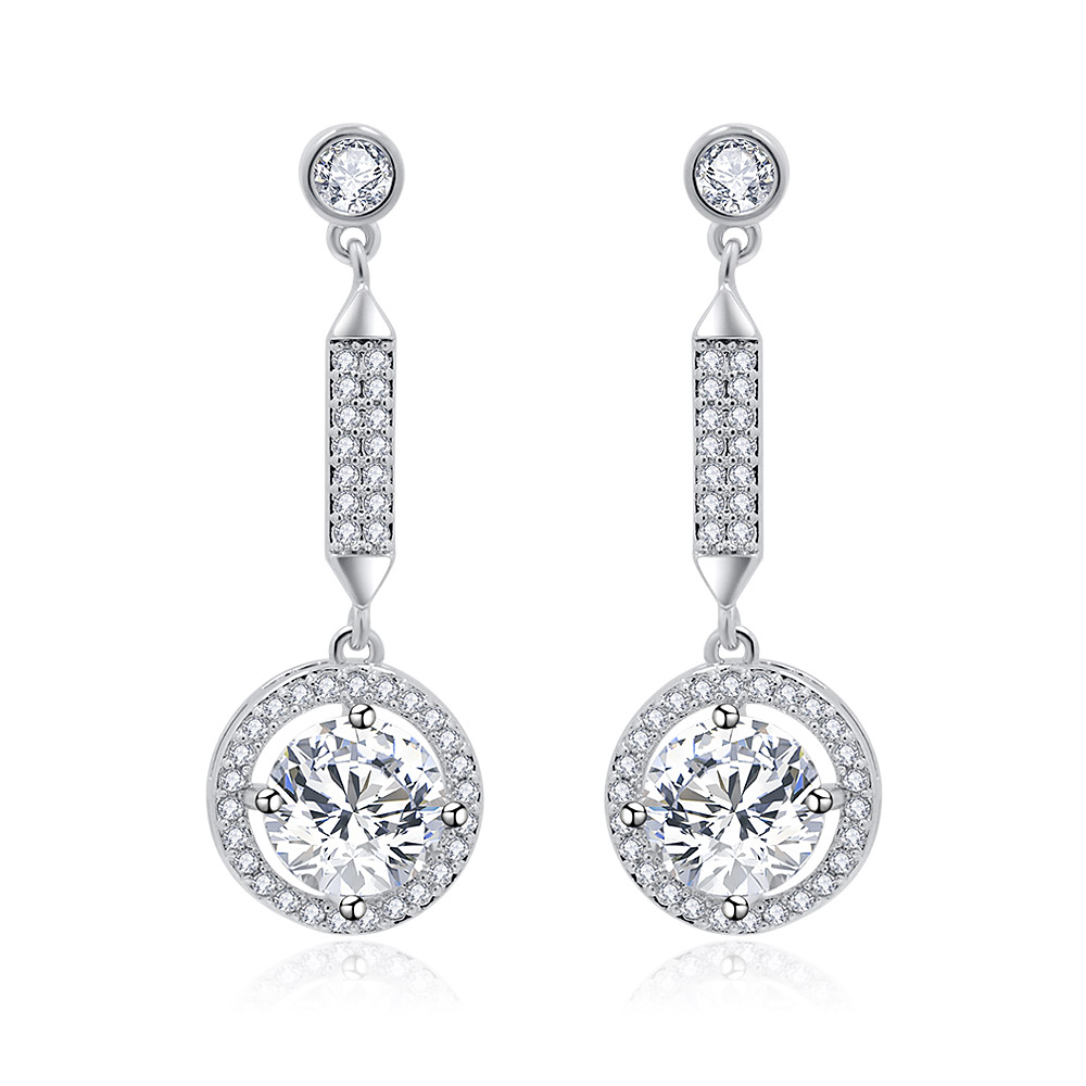 Twilight Sparkling CZ Halo Round Earrings